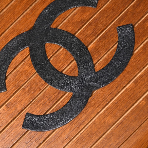 CHANEL シャネル wood vanity ウッドバニティ ハンドバッグ 3番台 ウッド レザー ブラウン シルバー金具 美品 中古 4a000897