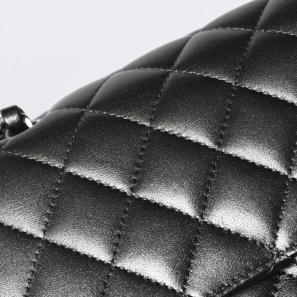 新品同様 CHANEL シャネル マトラッセ25 Wフラップ Wチェーンショルダーバッグ シャイングレー ランダム ラムスキン シルバー金具 中古 4a001064