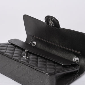 新品同様 CHANEL シャネル マトラッセ25 Wフラップ Wチェーンショルダーバッグ シャイングレー ランダム ラムスキン シルバー金具 中古 4a001064
