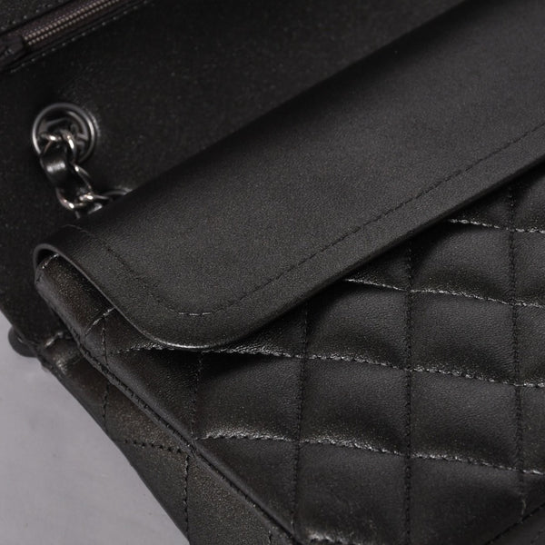 新品同様 CHANEL シャネル マトラッセ25 Wフラップ Wチェーンショルダーバッグ シャイングレー ランダム ラムスキン シルバー金具 中古 4a001064