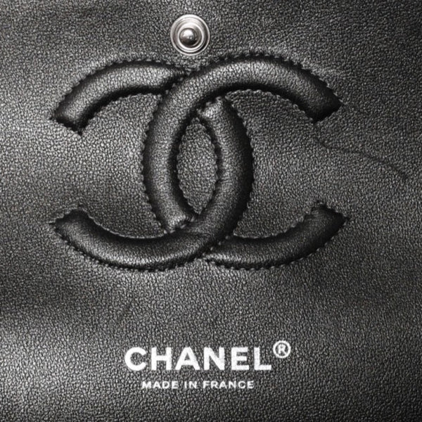 新品同様 CHANEL シャネル マトラッセ25 Wフラップ Wチェーンショルダーバッグ シャイングレー ランダム ラムスキン シルバー金具 中古 4a001064