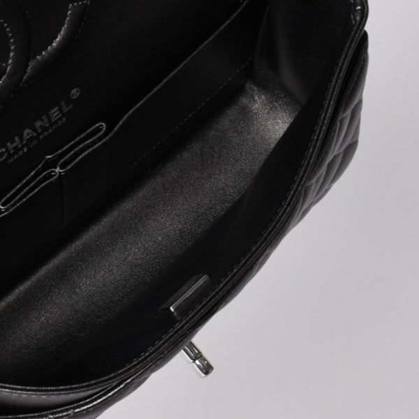 新品同様 CHANEL シャネル マトラッセ25 Wフラップ Wチェーンショルダーバッグ シャイングレー ランダム ラムスキン シルバー金具 中古 4a001064