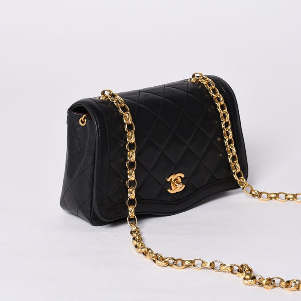 極美品 CHANEL シャネル ビジュー 横長 20cm ショルダーバッグ 1番台 ミニマトラッセ ショルダーチェーン ラムスキン 中古 4a001065