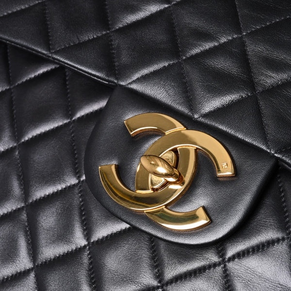 Very Good Condition CHANEL CHANEL Deca Matelasse 34 S Flap W Chain Shoulder Bag No. 2 Coco Mark Lambskin Black Used 4a000898