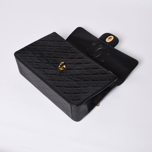 Very Good Condition CHANEL CHANEL Deca Matelasse 34 S Flap W Chain Shoulder Bag No. 2 Coco Mark Lambskin Black Used 4a000898