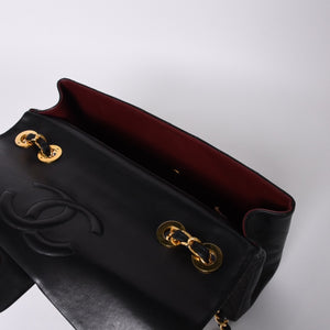 Very Good Condition CHANEL CHANEL Deca Matelasse 34 S Flap W Chain Shoulder Bag No. 2 Coco Mark Lambskin Black Used 4a000898