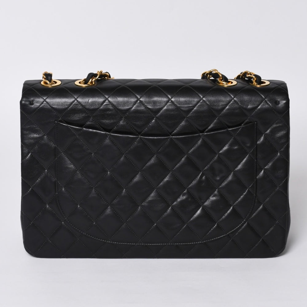 極美品 CHANEL シャネル デカマトラッセ34 SフラップWチェーンショルダーバッグ 2番台 ココマーク ラムスキン ブラック 中古 4a000898