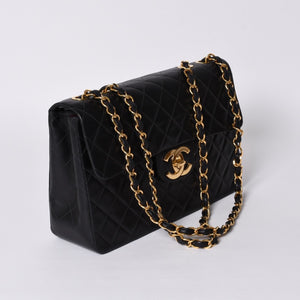 Very Good Condition CHANEL CHANEL Deca Matelasse 34 S Flap W Chain Shoulder Bag No. 2 Coco Mark Lambskin Black Used 4a000898