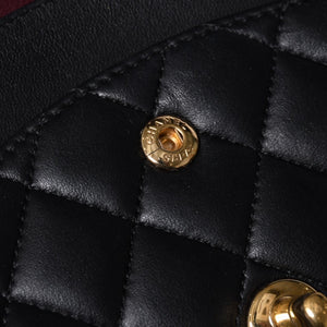 極美品 CHANEL シャネル マトラッセ25 Wフラップ Wチェーンショルダーバッグ A01112 20番台 ラムスキン ココマーク ブラック ゴールド 中古 4a001272