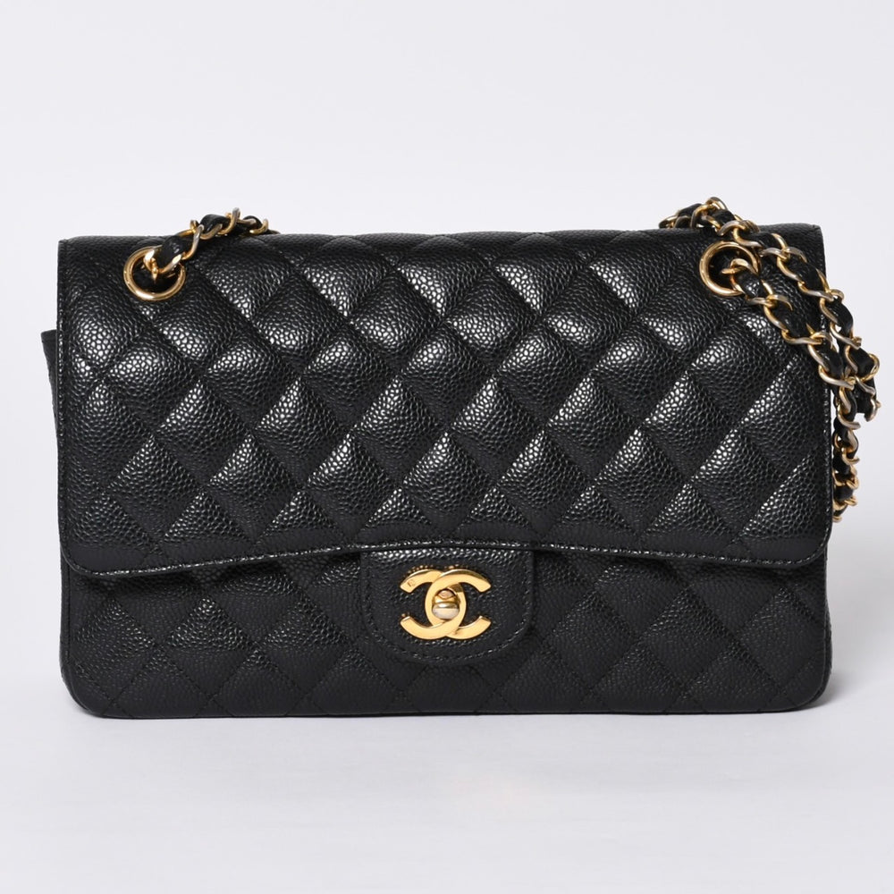 激レア ヴィンテージ CHANEL シャネル マトラッセ25 Wフラップ Wチェーンショルダーバッグ 1番台 キャビアスキン ゴールド金具 美品 中古 4a001245