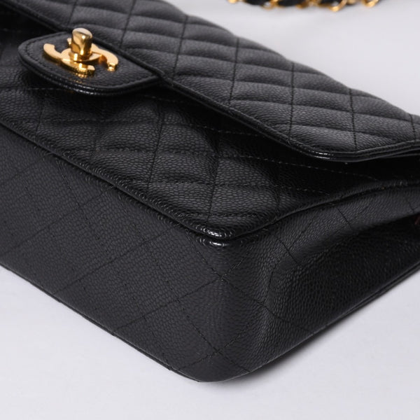 激レア ヴィンテージ CHANEL シャネル マトラッセ25 Wフラップ Wチェーンショルダーバッグ 1番台 キャビアスキン ゴールド金具 美品 中古 4a001245