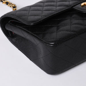 激レア ヴィンテージ CHANEL シャネル マトラッセ25 Wフラップ Wチェーンショルダーバッグ 1番台 キャビアスキン ゴールド金具 美品 中古 4a001245