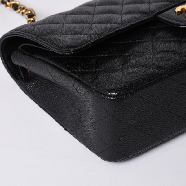 激レア ヴィンテージ CHANEL シャネル マトラッセ25 Wフラップ Wチェーンショルダーバッグ 1番台 キャビアスキン ゴールド金具 美品 中古 4a001245