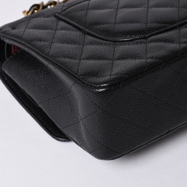激レア ヴィンテージ CHANEL シャネル マトラッセ25 Wフラップ Wチェーンショルダーバッグ 1番台 キャビアスキン ゴールド金具 美品 中古 4a001245