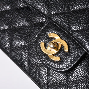 激レア ヴィンテージ CHANEL シャネル マトラッセ25 Wフラップ Wチェーンショルダーバッグ 1番台 キャビアスキン ゴールド金具 美品 中古 4a001245