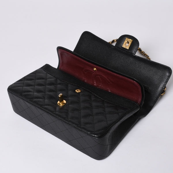 激レア ヴィンテージ CHANEL シャネル マトラッセ25 Wフラップ Wチェーンショルダーバッグ 1番台 キャビアスキン ゴールド金具 美品 中古 4a001245