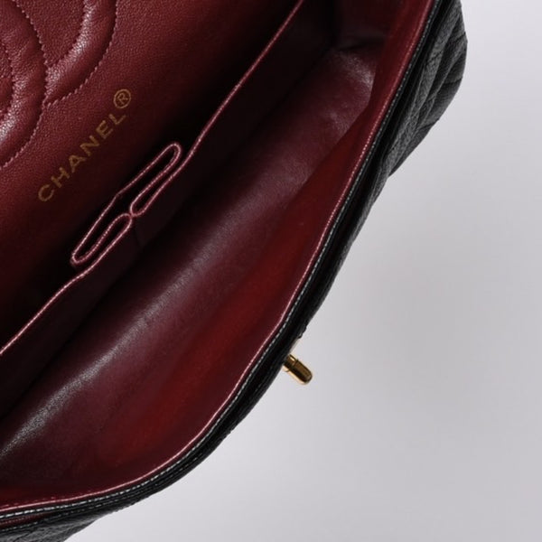 激レア ヴィンテージ CHANEL シャネル マトラッセ25 Wフラップ Wチェーンショルダーバッグ 1番台 キャビアスキン ゴールド金具 美品 中古 4a001245