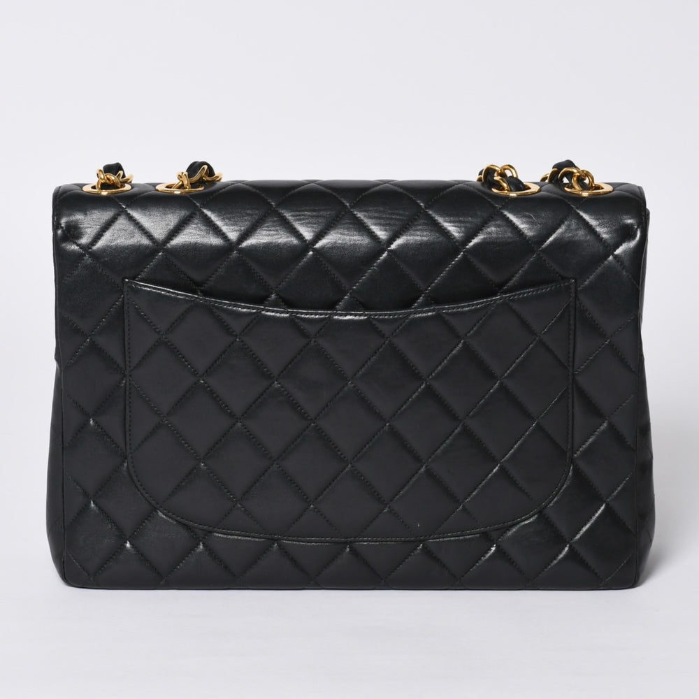 極美品 CHANEL シャネル デカマトラッセ30 SフラップWチェーンショルダーバッグ 4番台 ココマーク ラムスキン ブラック 中古 4a000899