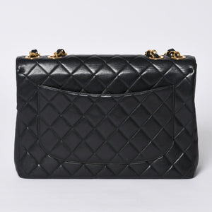 極美品 CHANEL シャネル デカマトラッセ30 SフラップWチェーンショルダーバッグ 4番台 ココマーク ラムスキン ブラック 中古 4a000899