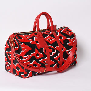 極美品 LOUIS VUITTON ルイヴィトン キーポルバンドリエール45 ボストンバッグ M45546 UF モノグラムタフテッド レッド 中古 4a001471