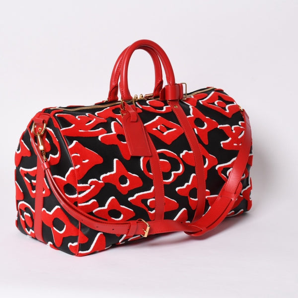 極美品 LOUIS VUITTON ルイヴィトン キーポルバンドリエール45 ボストンバッグ M45546 UF モノグラムタフテッド レッド 中古 4a001471