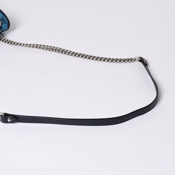New and unused GUCCI GG Marmont Matelasse Diagonal Canvas Shoulder Bag Blue GG Pattern Chain Used 4a000922