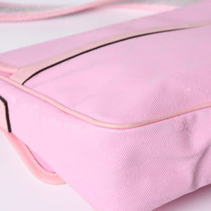GUCCI グッチ GGキャンバス Shoulder Bag ワンショルダーバッグ 297559 ピンク インプリメ シルバー金具 美品 中古 4a001094