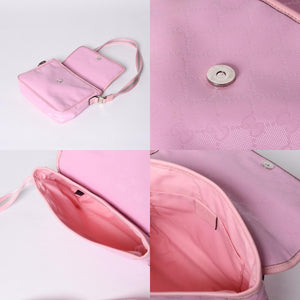 GUCCI グッチ GGキャンバス Shoulder Bag ワンショルダーバッグ 297559 ピンク インプリメ シルバー金具 美品 中古 4a001094