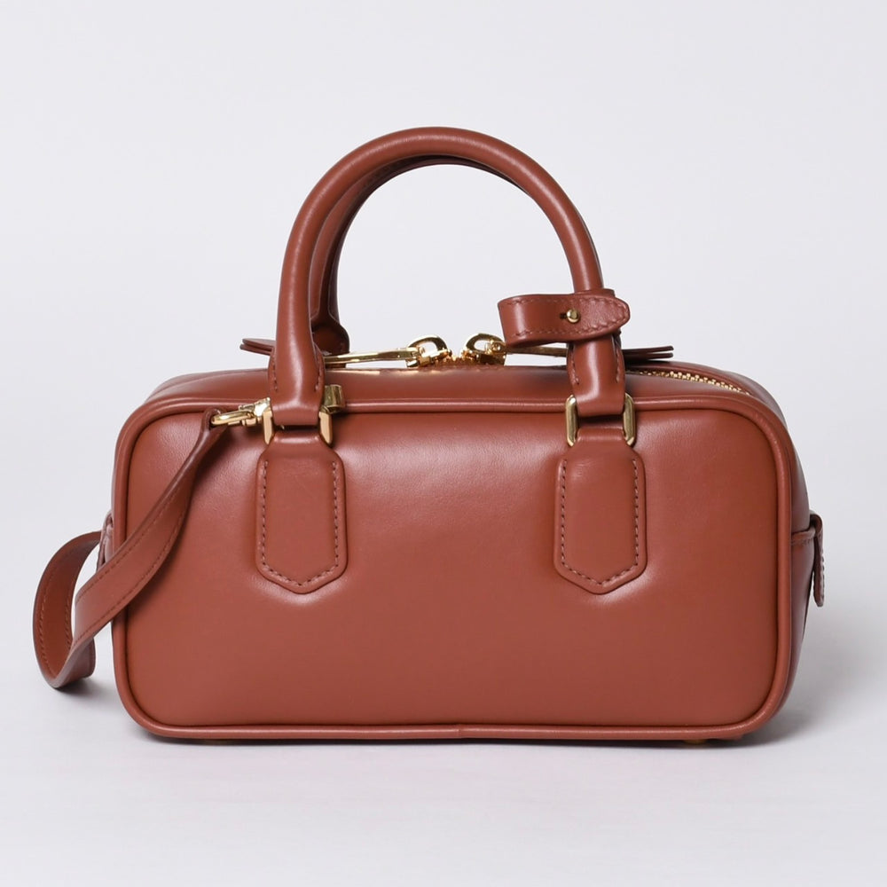 新品未使用 MIU MIU ミュウミュウ ハンドバッグ 2WAY 5BB142 ACR3 アルカディ レギュラー カーフスキン ブラウン 中古 4a000987