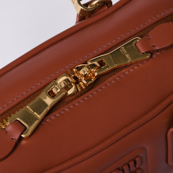 新品未使用 MIU MIU ミュウミュウ ハンドバッグ 2WAY 5BB142 ACR3 アルカディ レギュラー カーフスキン ブラウン 中古 4a000987