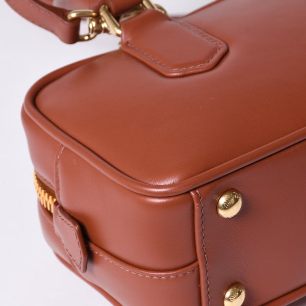 新品未使用 MIU MIU ミュウミュウ ハンドバッグ 2WAY 5BB142 ACR3 アルカディ レギュラー カーフスキン ブラウン 中古 4a000987