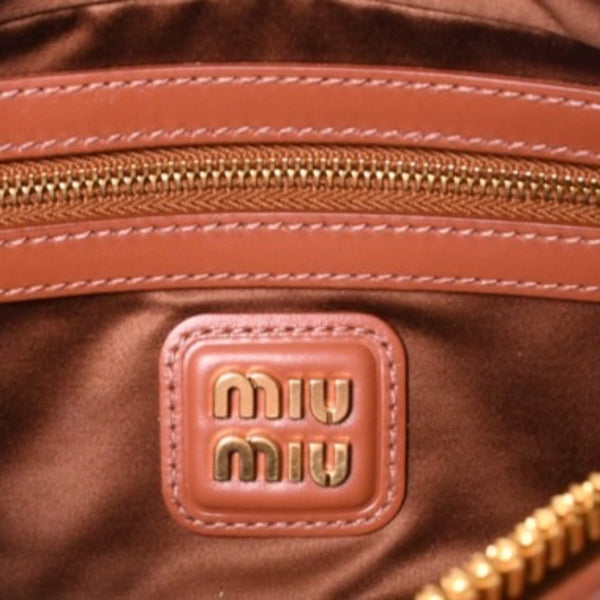 新品未使用 MIU MIU ミュウミュウ ハンドバッグ 2WAY 5BB142 ACR3 アルカディ レギュラー カーフスキン ブラウン 中古 4a000987