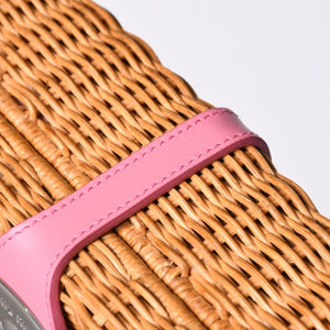 MIUMIU ミュウミュウ ショルダーバッグ カゴバッグ バスケット ラタン ピンク ブラウン シルバー金具 美品 中古 4a000938