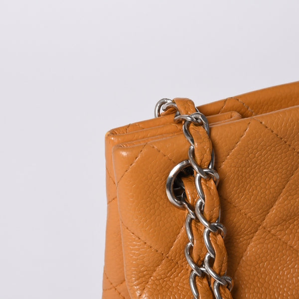 CHANEL Chain Shoulder Bag No. 5 Coco Mark Caviar Skin Light Brown Silver Hardware Good Condition Used 4a001120