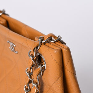 CHANEL Chain Shoulder Bag No. 5 Coco Mark Caviar Skin Light Brown Silver Hardware Good Condition Used 4a001120