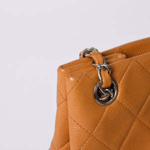 CHANEL Chain Shoulder Bag No. 5 Coco Mark Caviar Skin Light Brown Silver Hardware Good Condition Used 4a001120
