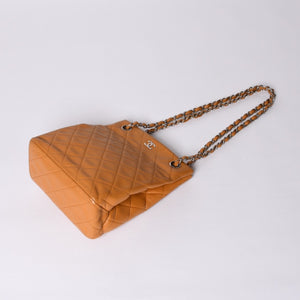 CHANEL Chain Shoulder Bag No. 5 Coco Mark Caviar Skin Light Brown Silver Hardware Good Condition Used 4a001120