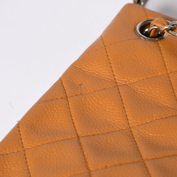 CHANEL Chain Shoulder Bag No. 5 Coco Mark Caviar Skin Light Brown Silver Hardware Good Condition Used 4a001120