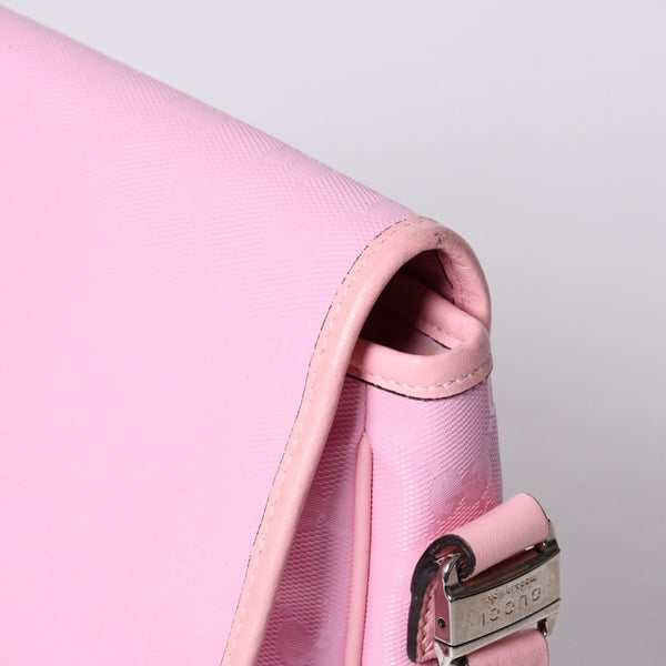 GUCCI グッチ GGキャンバス Shoulder Bag ワンショルダーバッグ 297559 ピンク インプリメ シルバー金具 美品 中古 4a001094