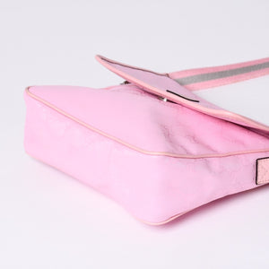 GUCCI グッチ GGキャンバス Shoulder Bag ワンショルダーバッグ 297559 ピンク インプリメ シルバー金具 美品 中古 4a001094
