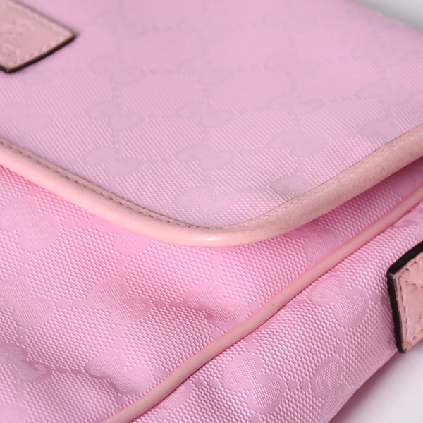 GUCCI グッチ GGキャンバス Shoulder Bag ワンショルダーバッグ 297559 ピンク インプリメ シルバー金具 美品 中古 4a001094