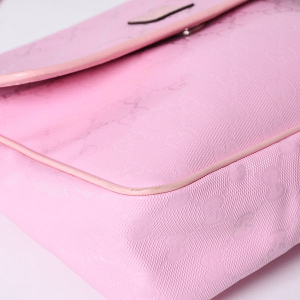 GUCCI グッチ GGキャンバス Shoulder Bag ワンショルダーバッグ 297559 ピンク インプリメ シルバー金具 美品 中古 4a001094
