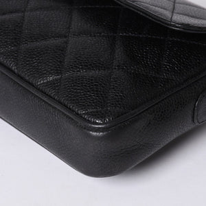CHANEL シャネル Sフラップ Sチェーンショルダーバッグ 2番台 ココマーク キャビアスキン ブラック ゴールド金具 美品 中古 4a000931