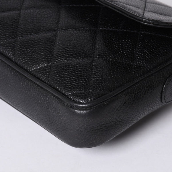 CHANEL シャネル Sフラップ Sチェーンショルダーバッグ 2番台 ココマーク キャビアスキン ブラック ゴールド金具 美品 中古 4a000931