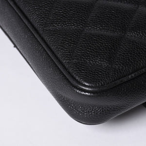 CHANEL シャネル Sフラップ Sチェーンショルダーバッグ 2番台 ココマーク キャビアスキン ブラック ゴールド金具 美品 中古 4a000931