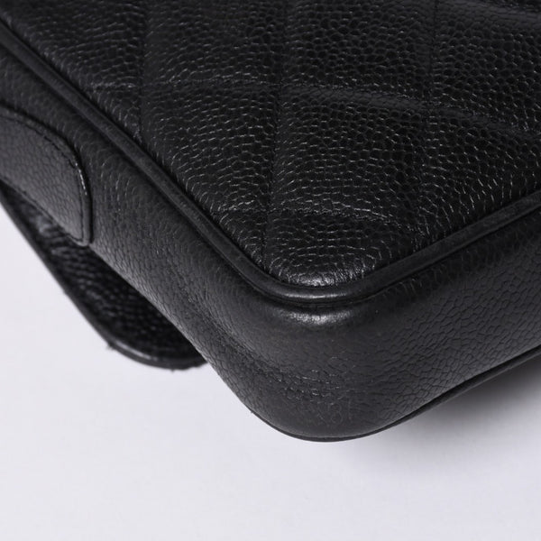 CHANEL シャネル Sフラップ Sチェーンショルダーバッグ 2番台 ココマーク キャビアスキン ブラック ゴールド金具 美品 中古 4a000931