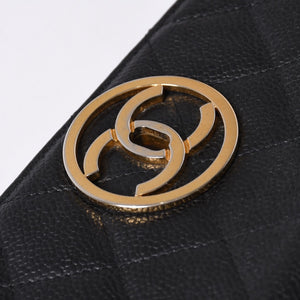 CHANEL シャネル Sフラップ Sチェーンショルダーバッグ 2番台 ココマーク キャビアスキン ブラック ゴールド金具 美品 中古 4a000931