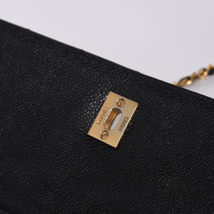 CHANEL シャネル Sフラップ Sチェーンショルダーバッグ 2番台 ココマーク キャビアスキン ブラック ゴールド金具 美品 中古 4a000931