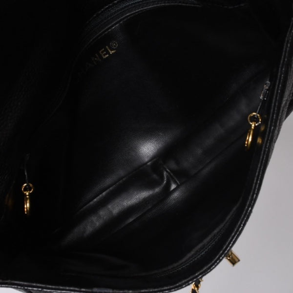 CHANEL シャネル Sフラップ Sチェーンショルダーバッグ 2番台 ココマーク キャビアスキン ブラック ゴールド金具 美品 中古 4a000931