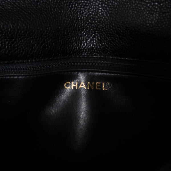 CHANEL シャネル Sフラップ Sチェーンショルダーバッグ 2番台 ココマーク キャビアスキン ブラック ゴールド金具 美品 中古 4a000931